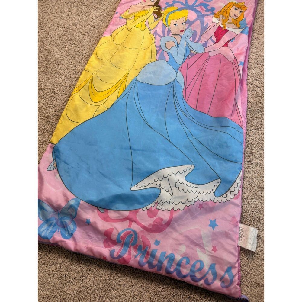Disney Princess Kids Sleeping Bag Belle Cinderella Aurora Pink 28x56 - Picture 3 of 6